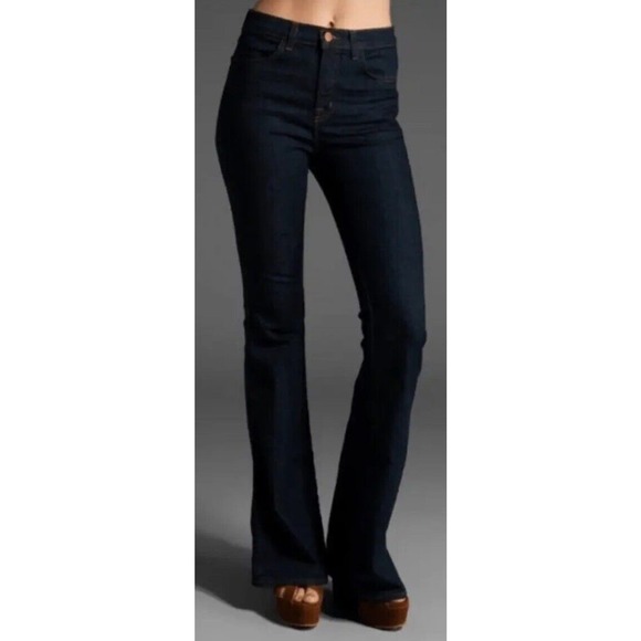 J Brand Kiki High Rise Flare Jeans Pure Dark Blue High Waisted Retro Womens 25 - Picture 2 of 12